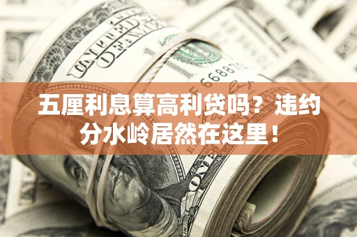武汉五厘利息算高利贷吗？违约分水岭居然在这里！